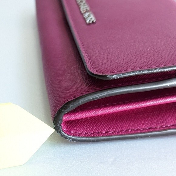 MICHAEL Michael Kors Jet Set Travel Deep Pink Leather Chain Wallet - Picture 11 of 14